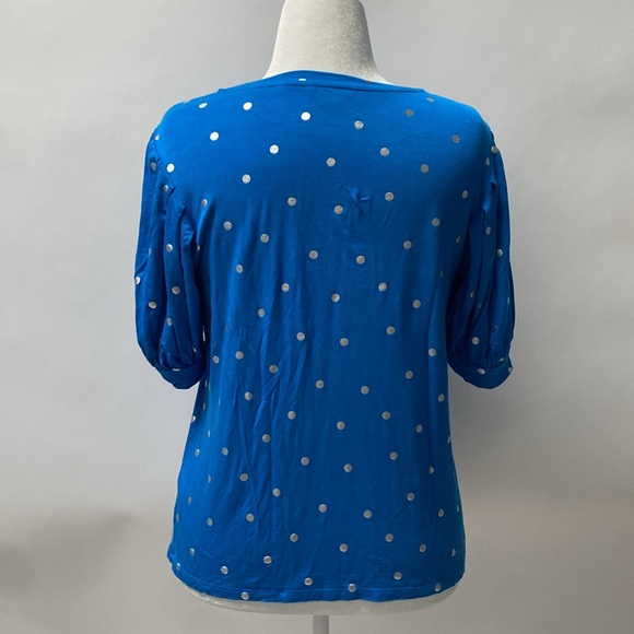 Boden puff sleeved jersey top with silver dot - Picture 3 of 5